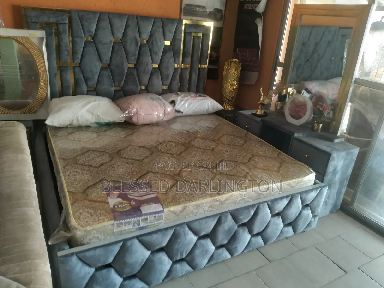Complete Set Full Padded Six by Six Bed Frame
