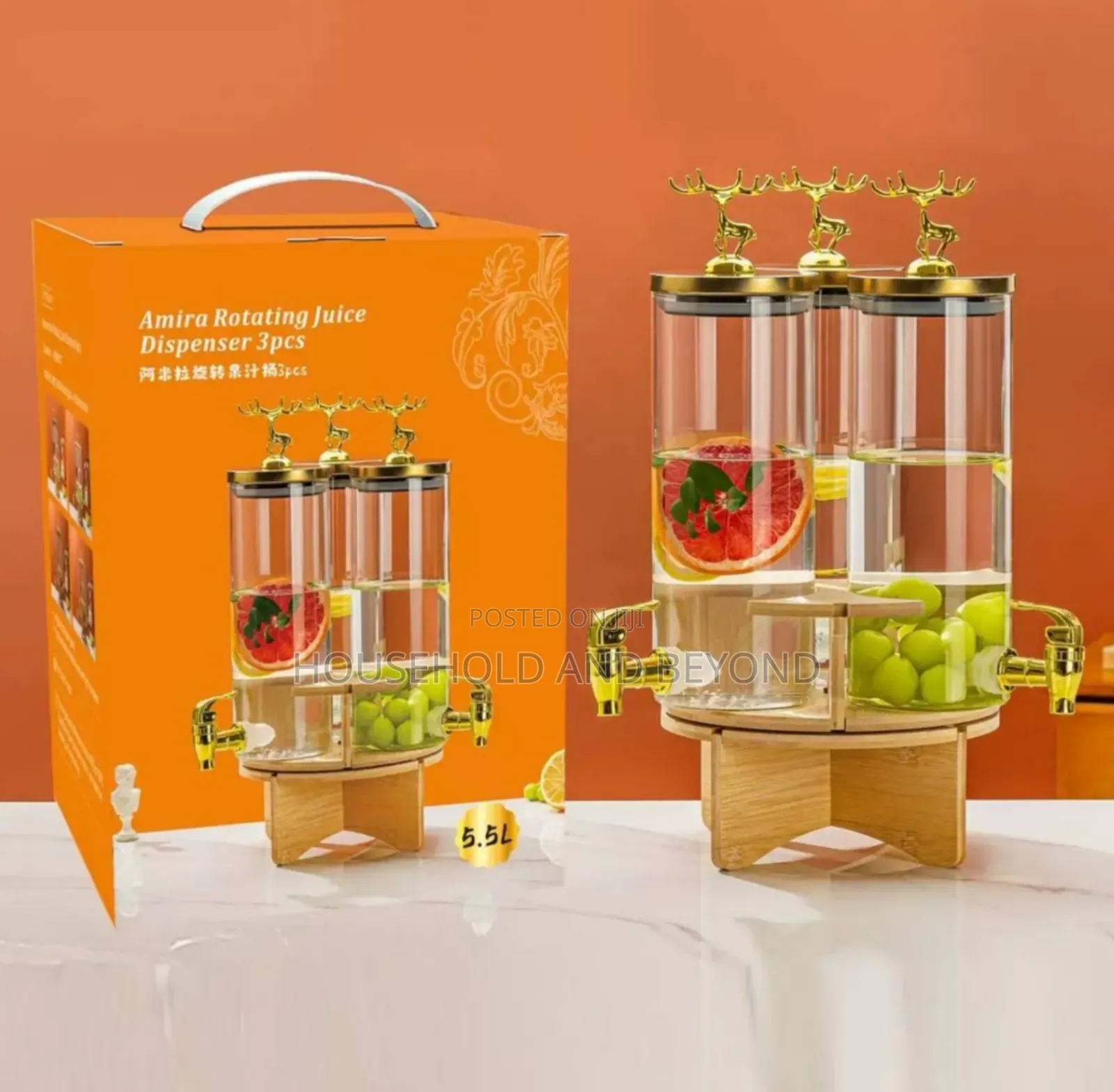 3set Quality Rotating Beverage Juice Dispenser 5.5l