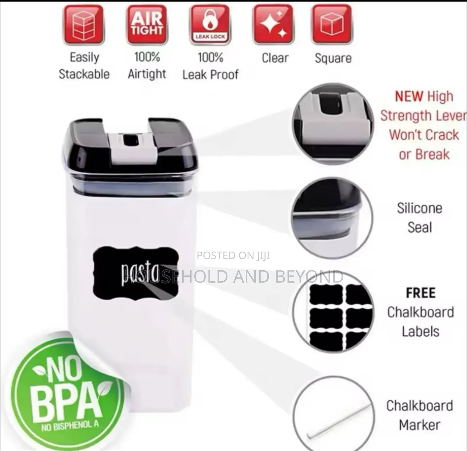 Airtight Food Storage Container 7set With 10stickers and Pen