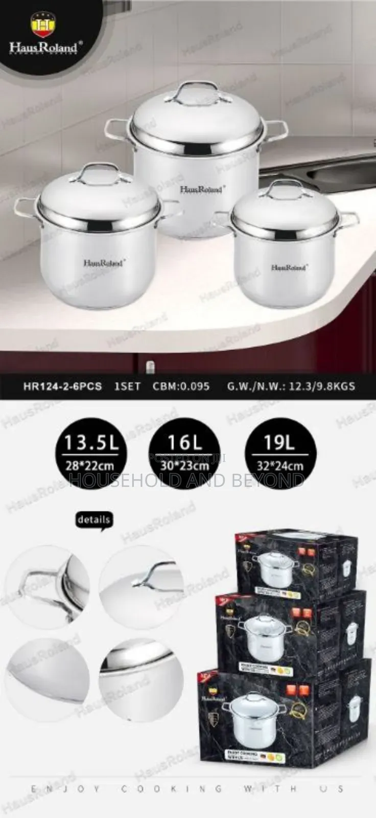 Hausroland Stainless Cooking Pot 3 Sets