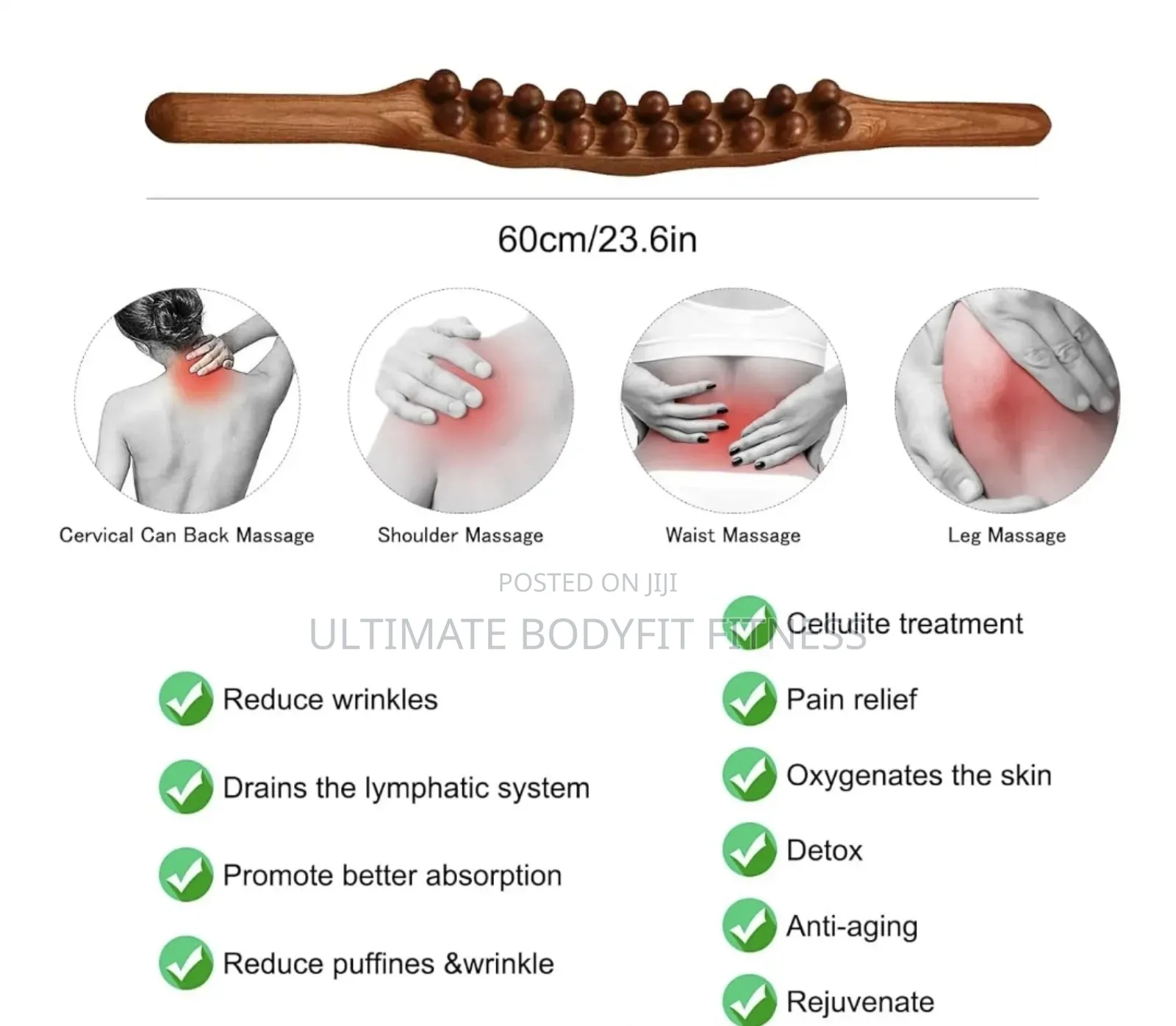 Brand New Wooden Therapy Massage Stick / Tools Guasha