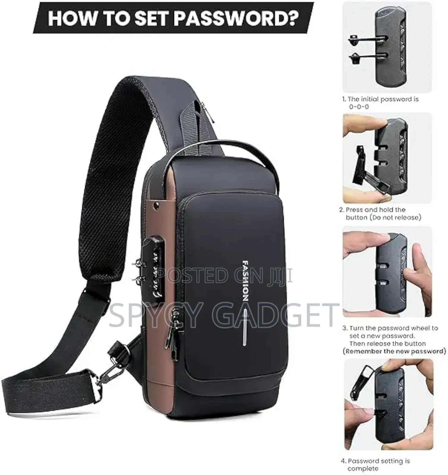 Fashion Ergonomic Design Sling Bag With Lock and Usb Port