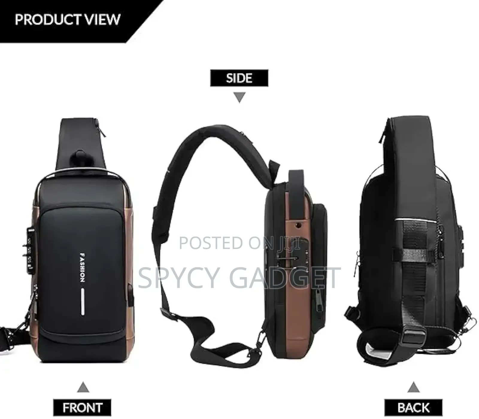 Fashion Ergonomic Design Sling Bag With Lock and Usb Port