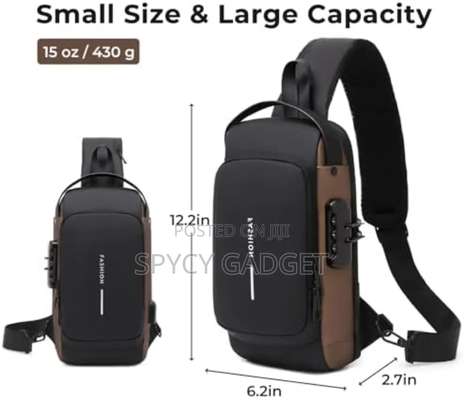 Fashion Ergonomic Design Sling Bag With Lock and Usb Port