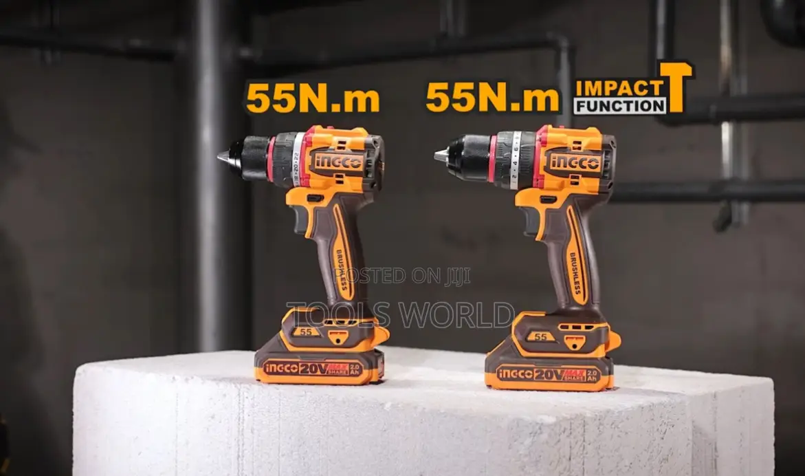 Ingco 20v Brushless Impact Drill + 2 Batteries + 47pcs Tool