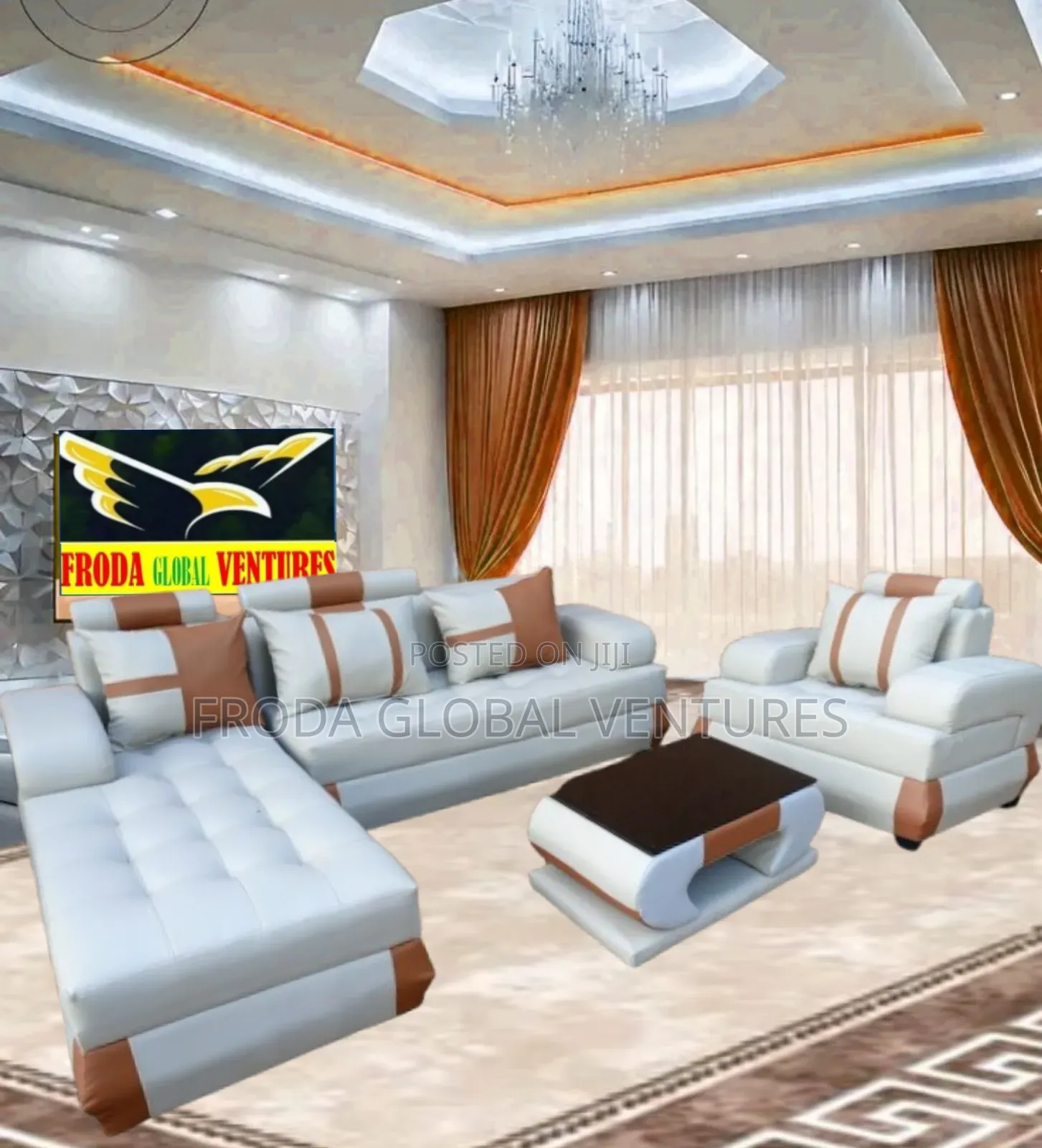Quality Couch of L-Shape Sofa and Single Chair, Table. Jpla2