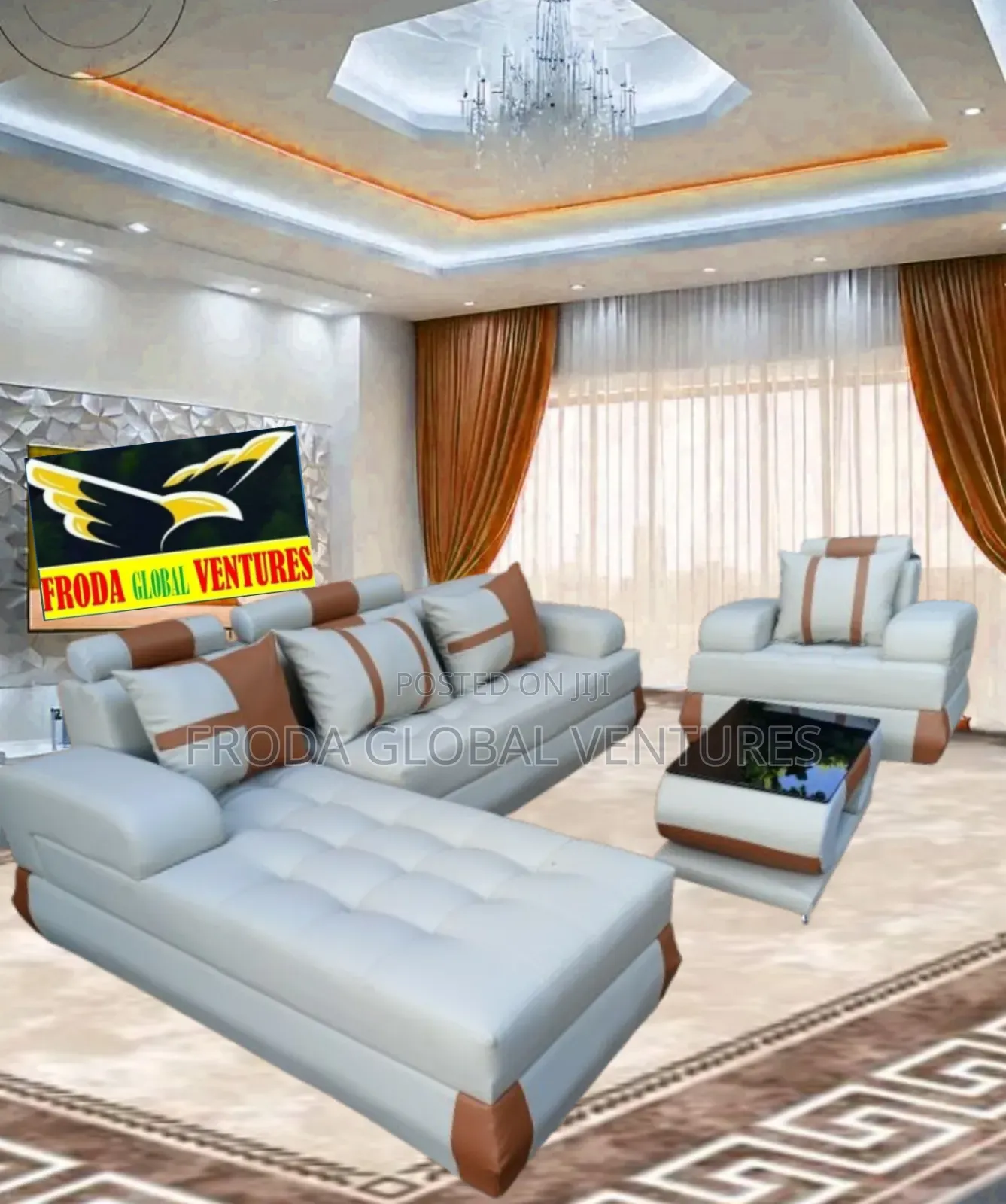 Quality Couch of L-Shape Sofa and Single Chair, Table. Jpla4