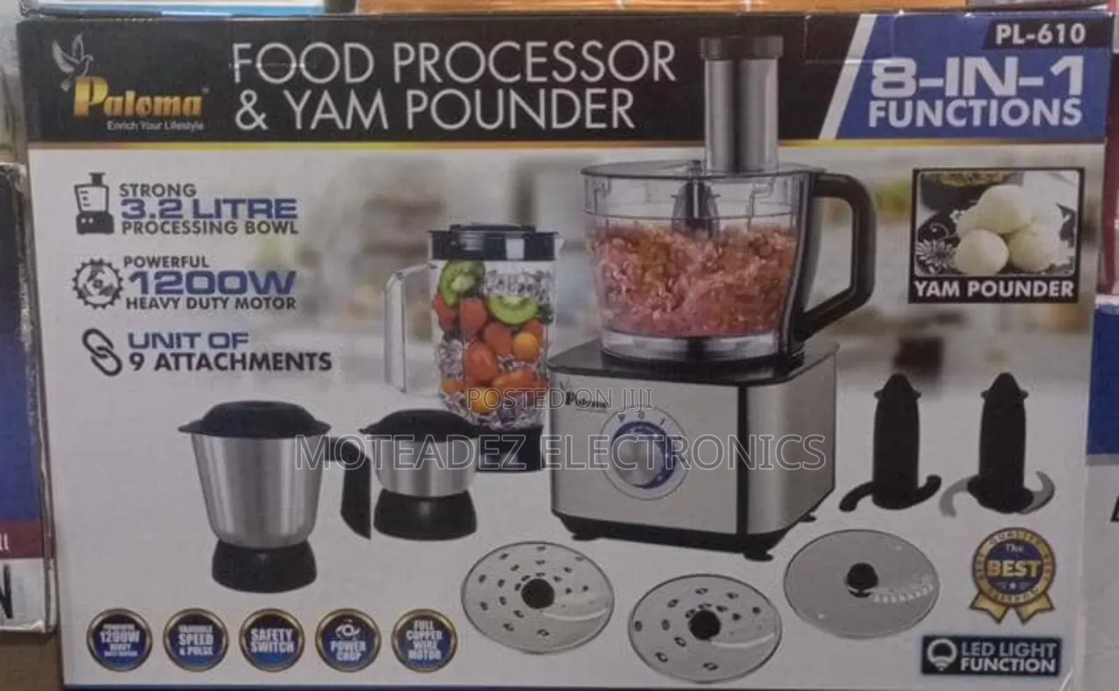 Paloma 3.2l (1200w) 8 in 1 Yam Pounder/Multi Food Processors