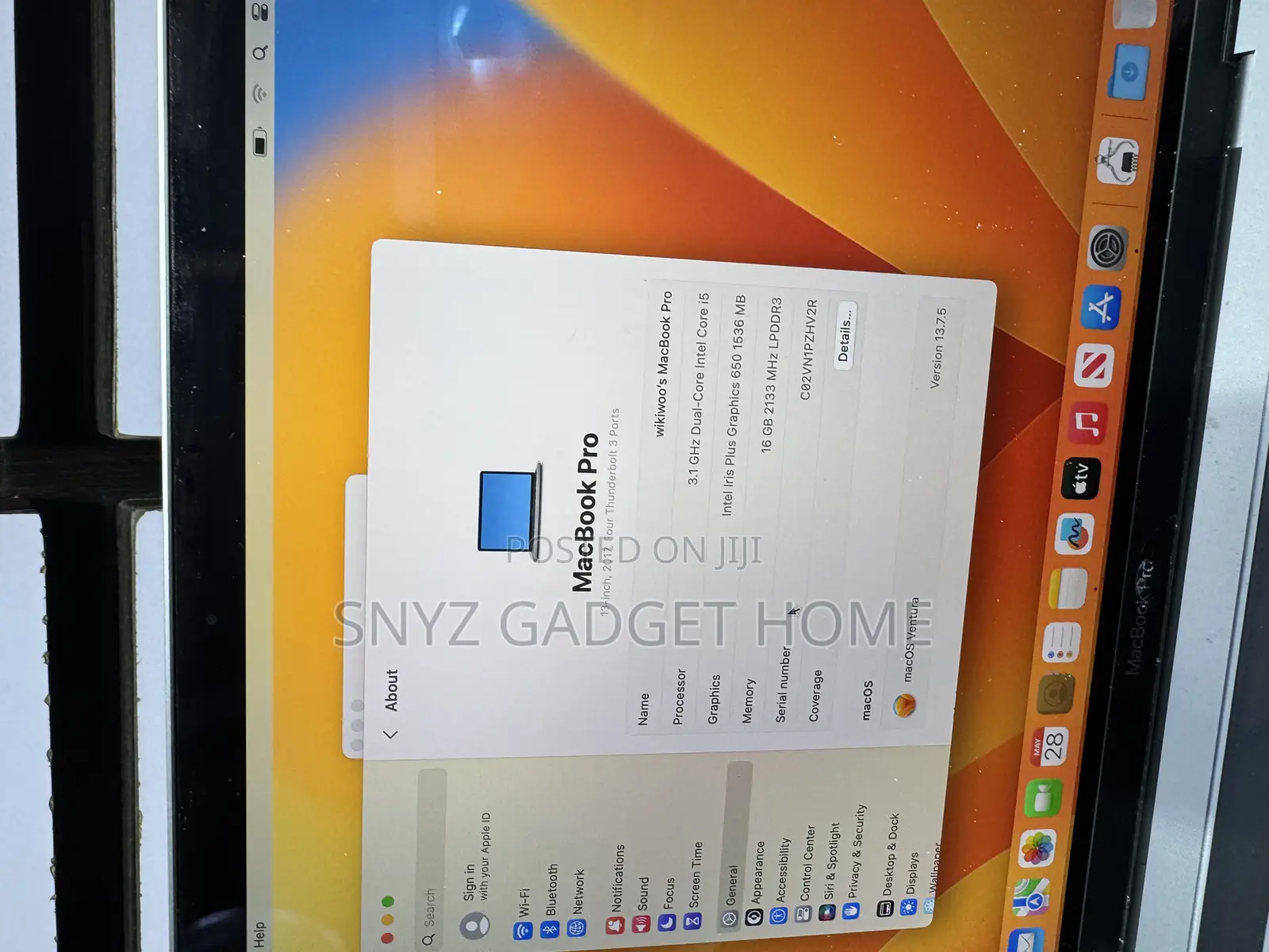 Laptop Apple MacBook Pro 2017 16GB Intel Core I5 SSD 1T