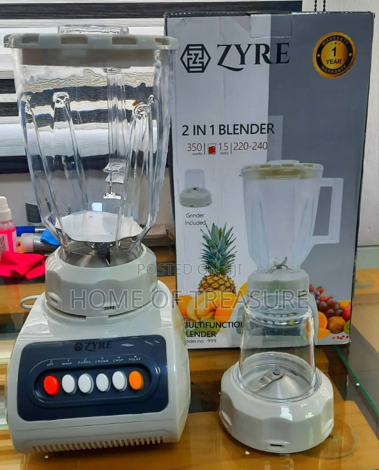 Zyre 2-in-1 Blender 1.5 Litres Capacity 350watts Power
