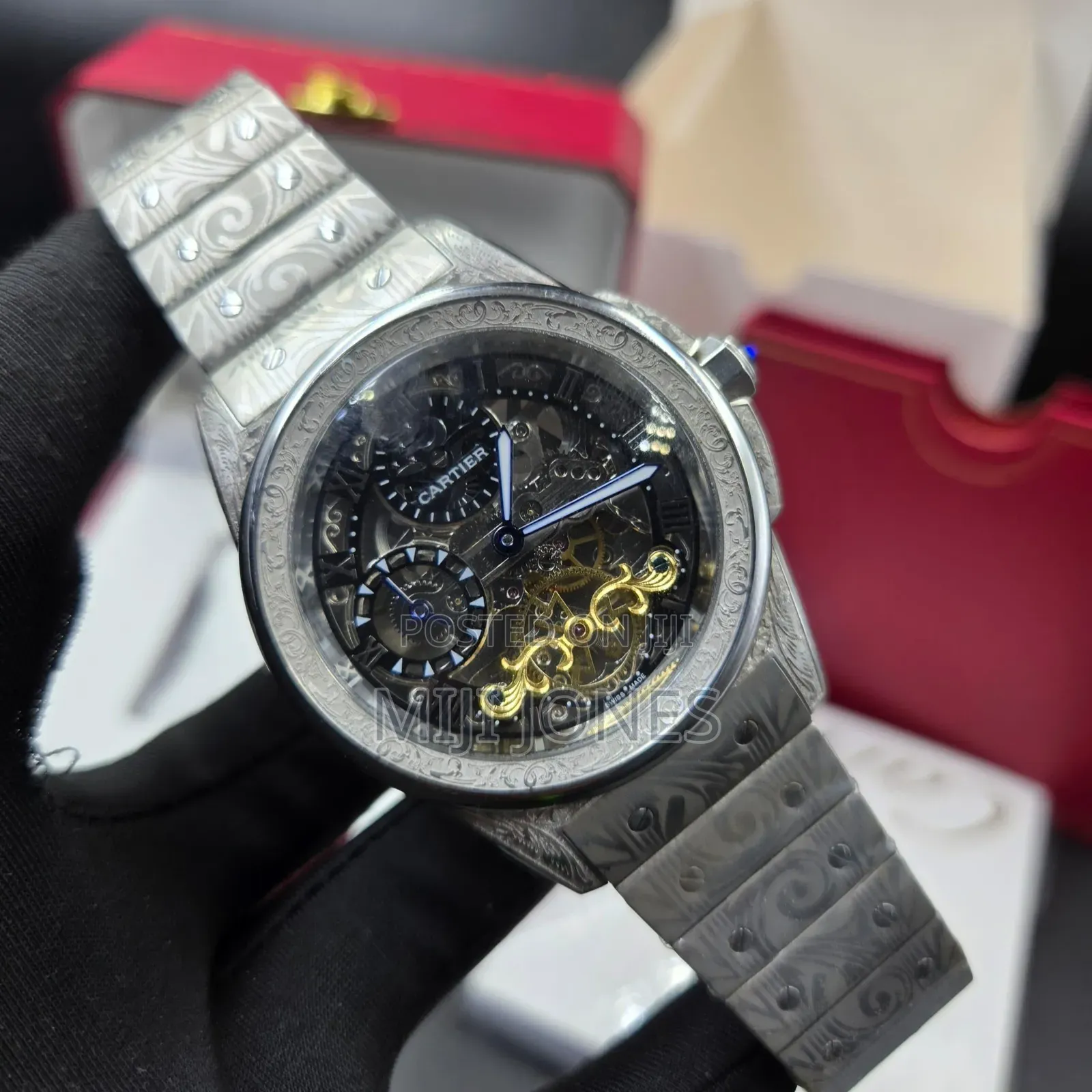 "Cartier Style Skeleton- Silver Chain Automatic Movement"