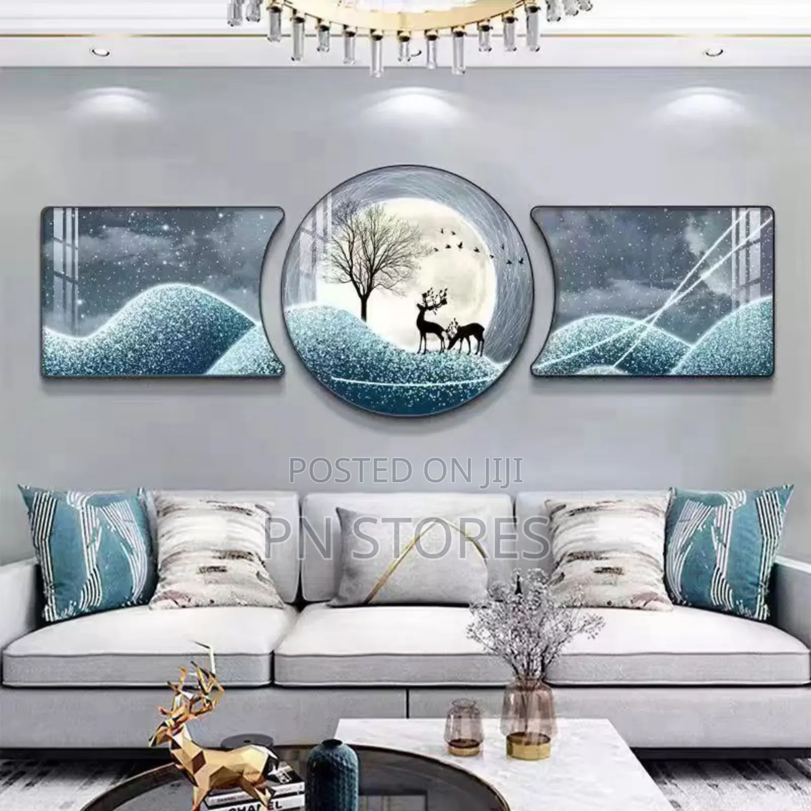 Hd 3in1 Abstract Wall Art Canvas Frame With Tempered Glass