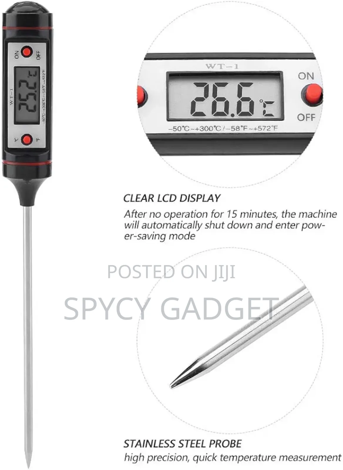 Digital Thermometer With Stainless Steel Sensor Probe