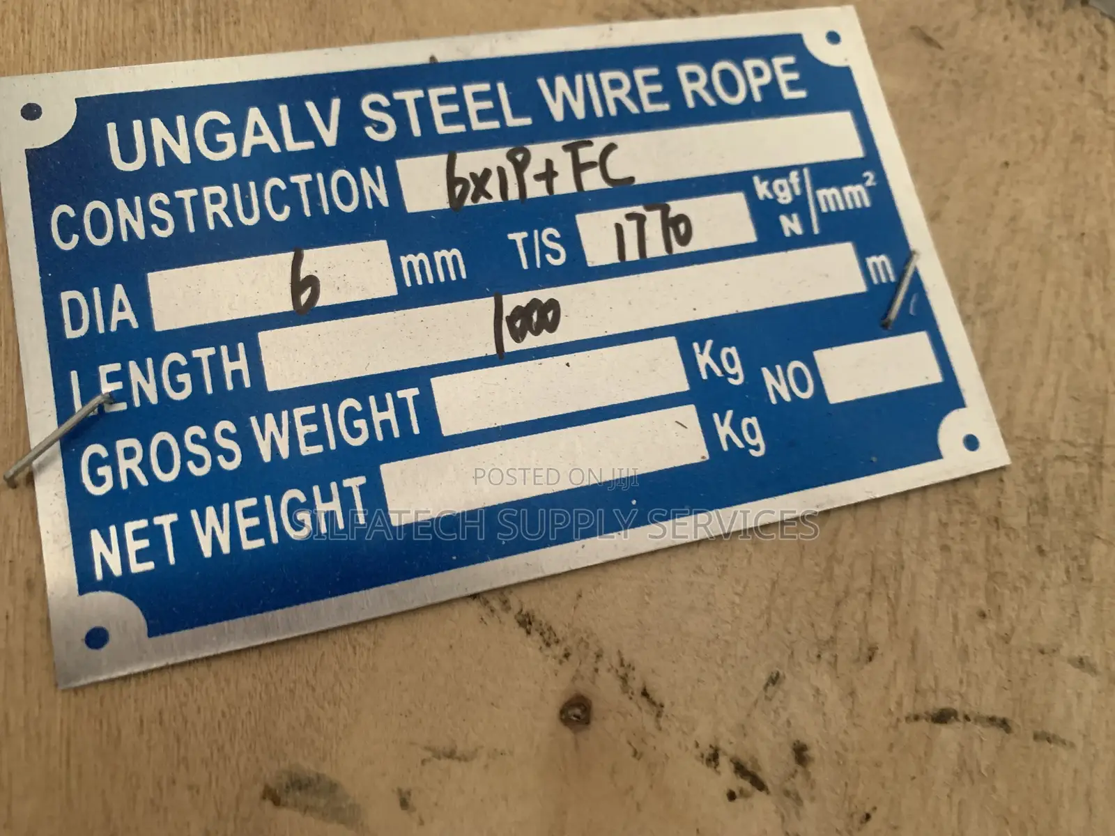 Original 6mm Black (F.C) Wire Rope