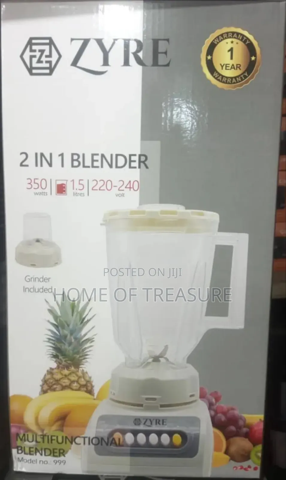 Zyre 2-in-1 Blender 1.5 Litres Capacity 350watts Power