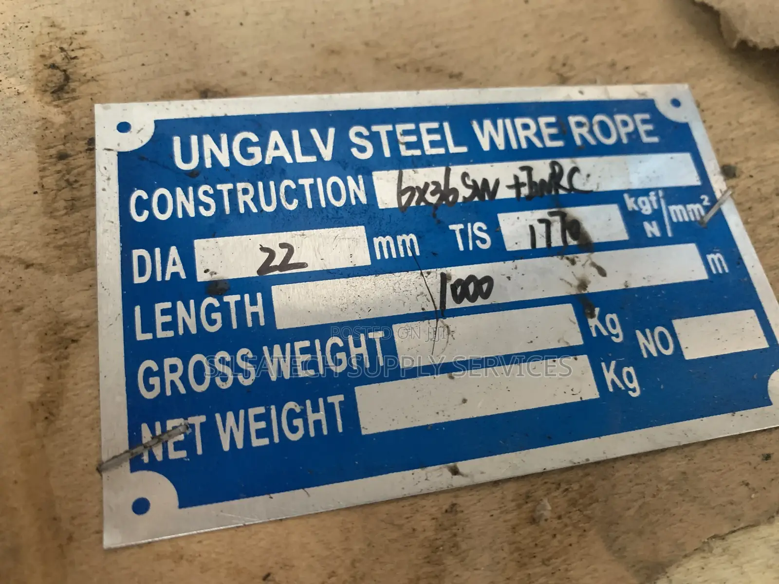 22mm 6*36core Black Steel Wire Rope