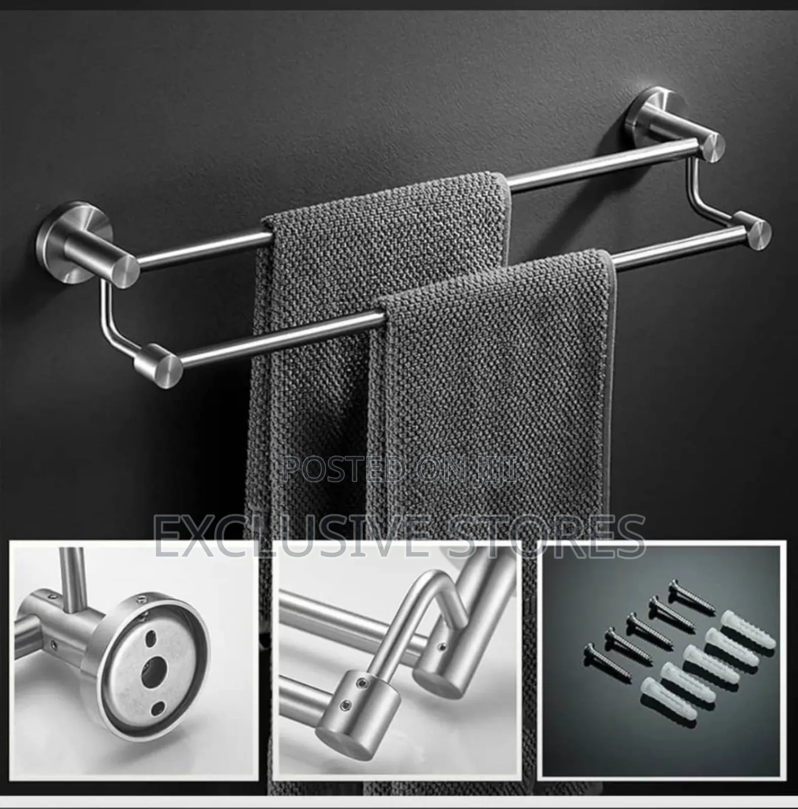 Stainless Steel Double Layer Towel Hanger (80cm)