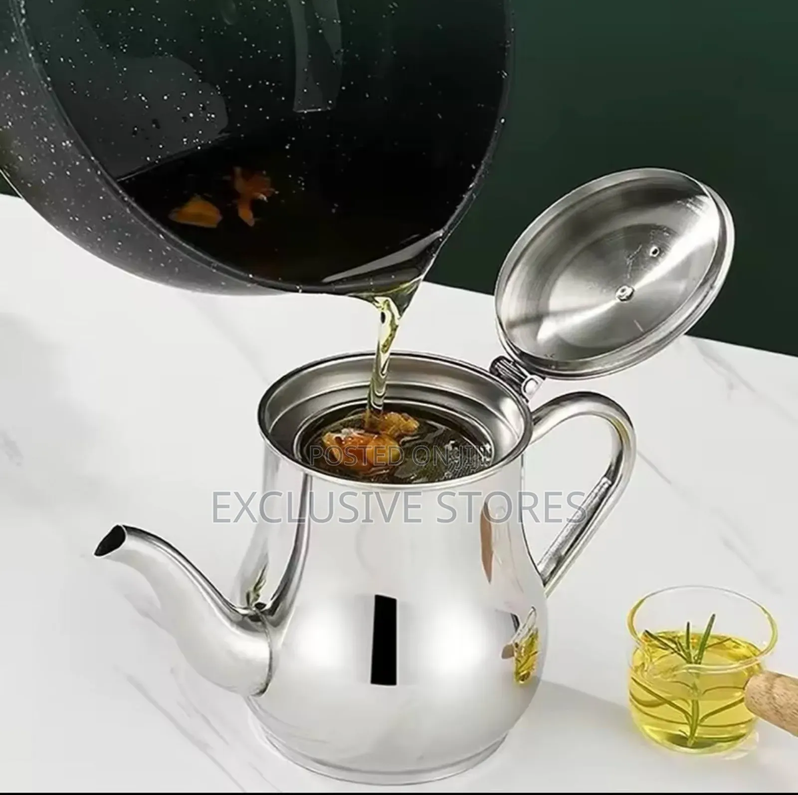 1pc Household Stainless Steel Oil Pot With Filter