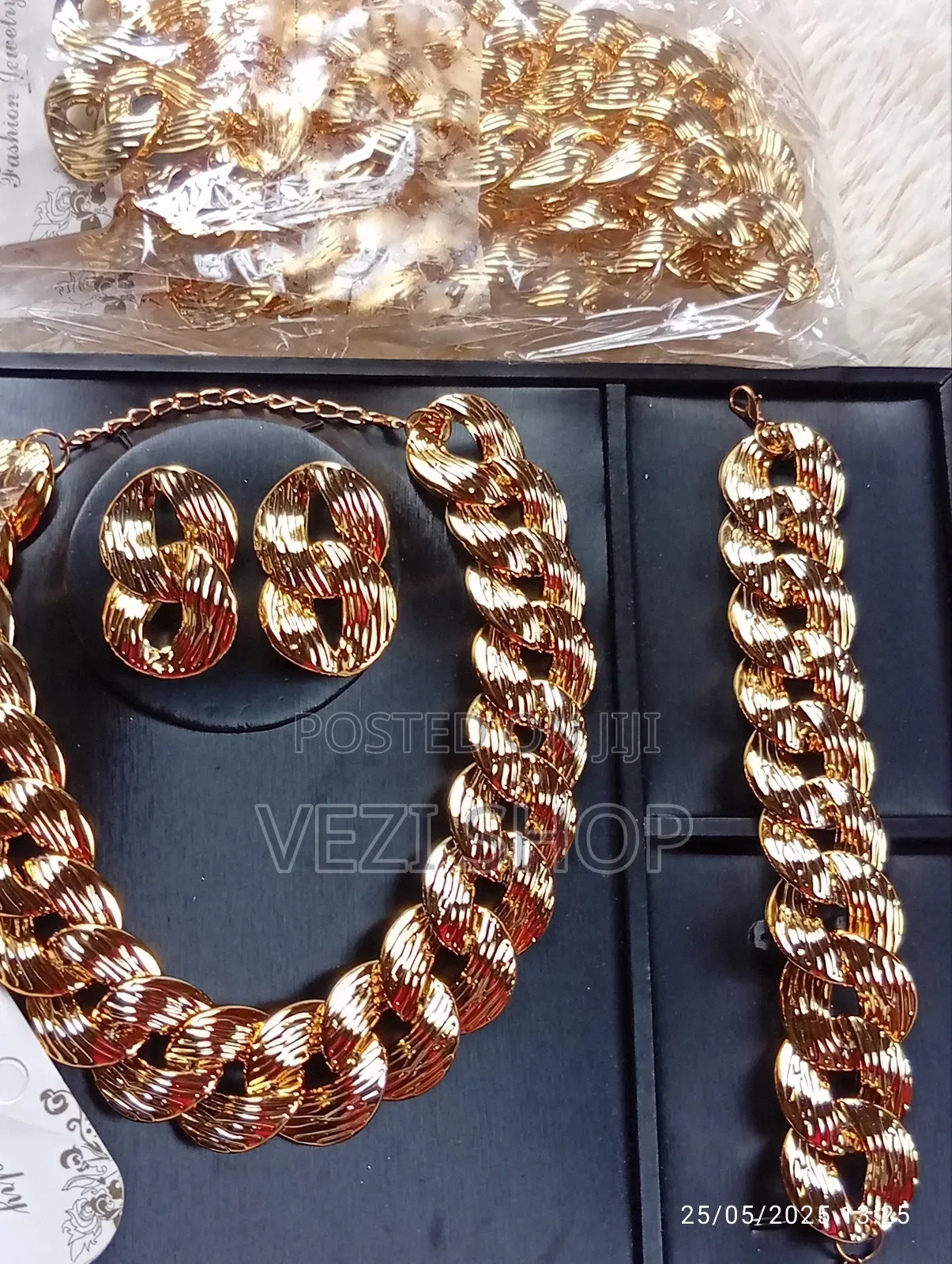 3 - Set Gold Plated Women's Acrylic Necklace Earrings Sets