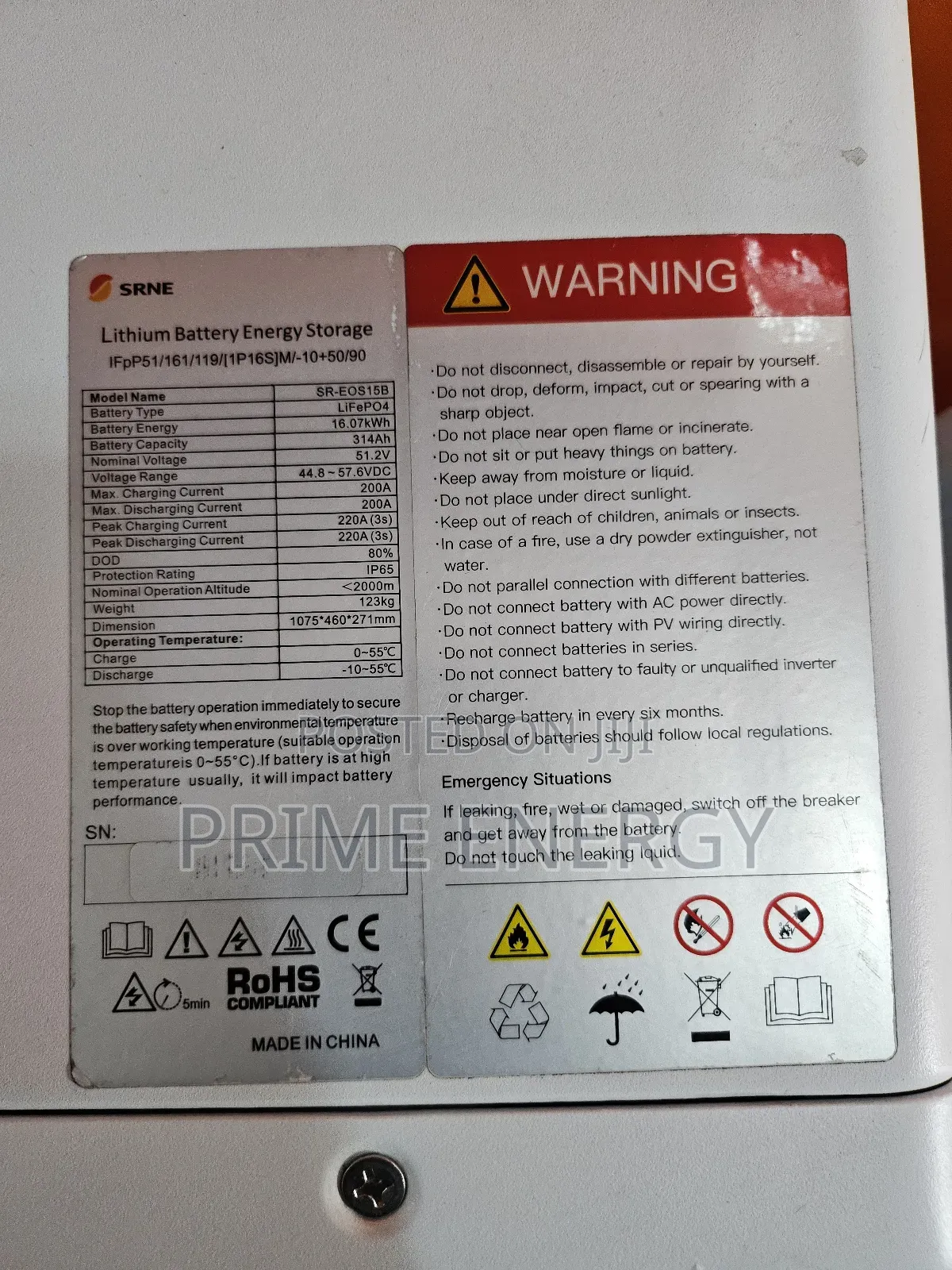 Srne 16.07kwh Lithium Battery