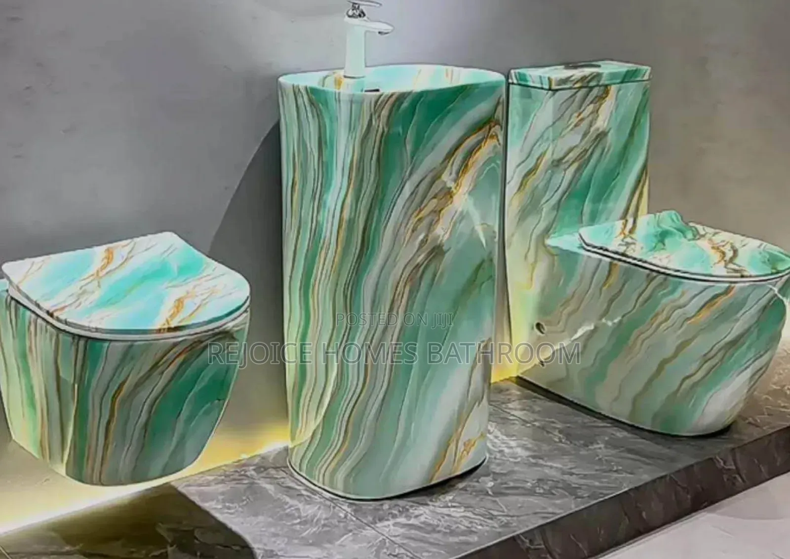 Luxury Marble Elegance Water Closet and Basin Bathroom Set