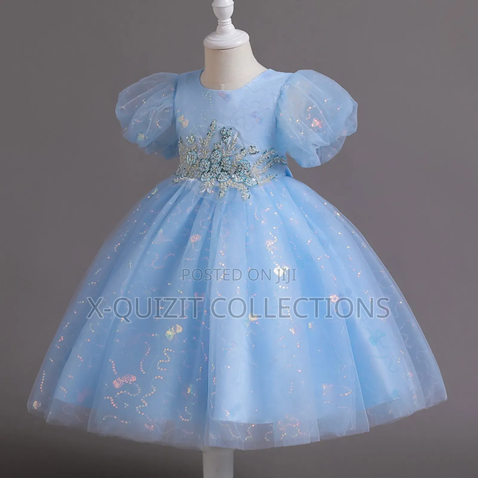 Glittery Puff Sleeve Dress (3yrs-8yrs)