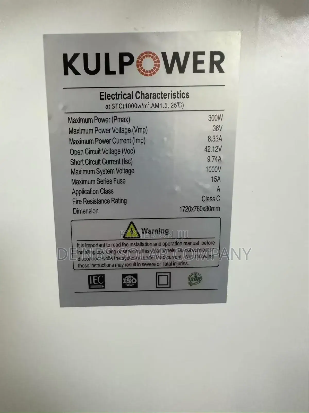 300w Kulpower New Brand One Solar Mono Crystalline Panel
