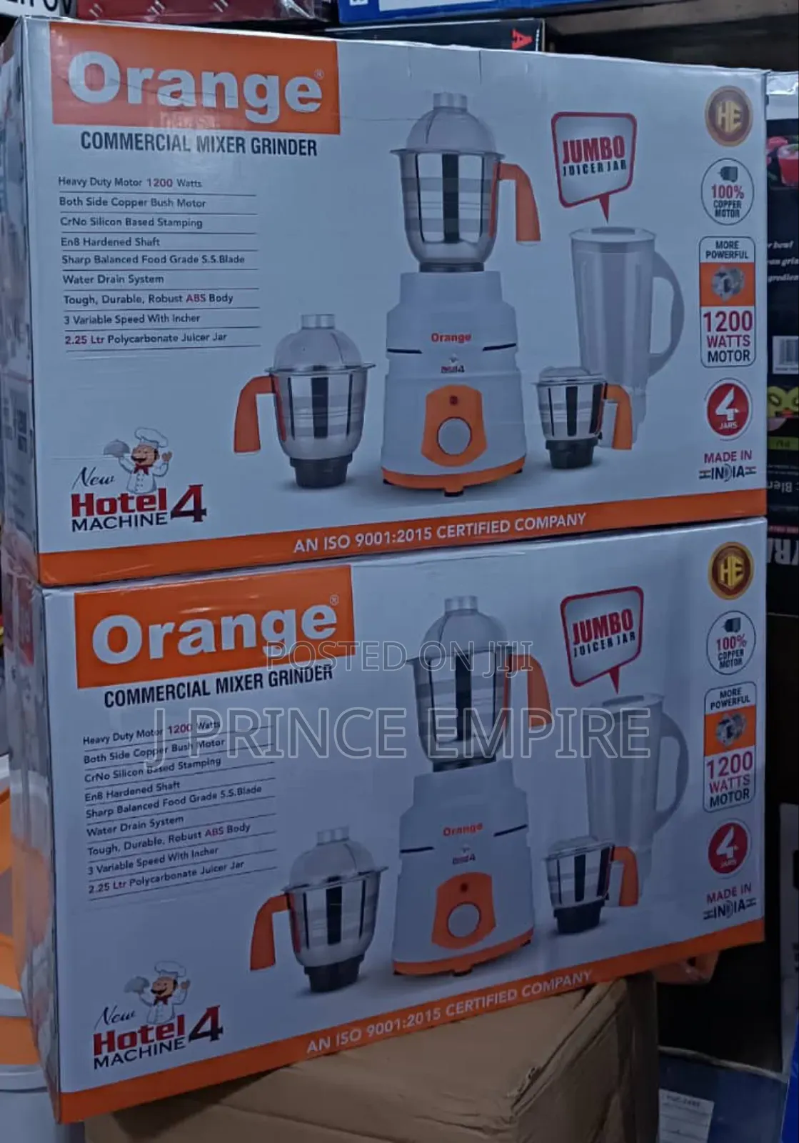 Orange Commercial Mixer Grinder Heavy Duty-2200watts Motto