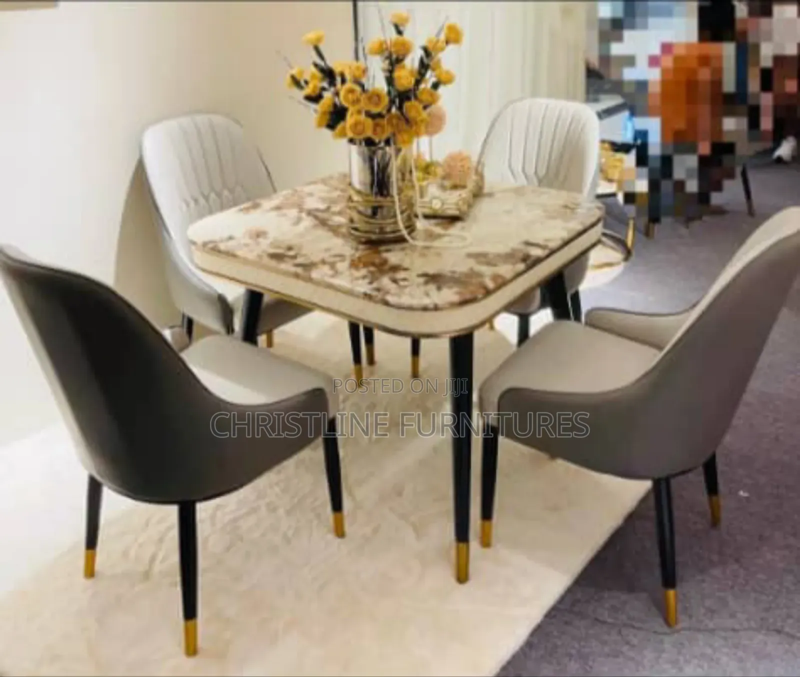 Beautiful Marble Top Dining Table Set By