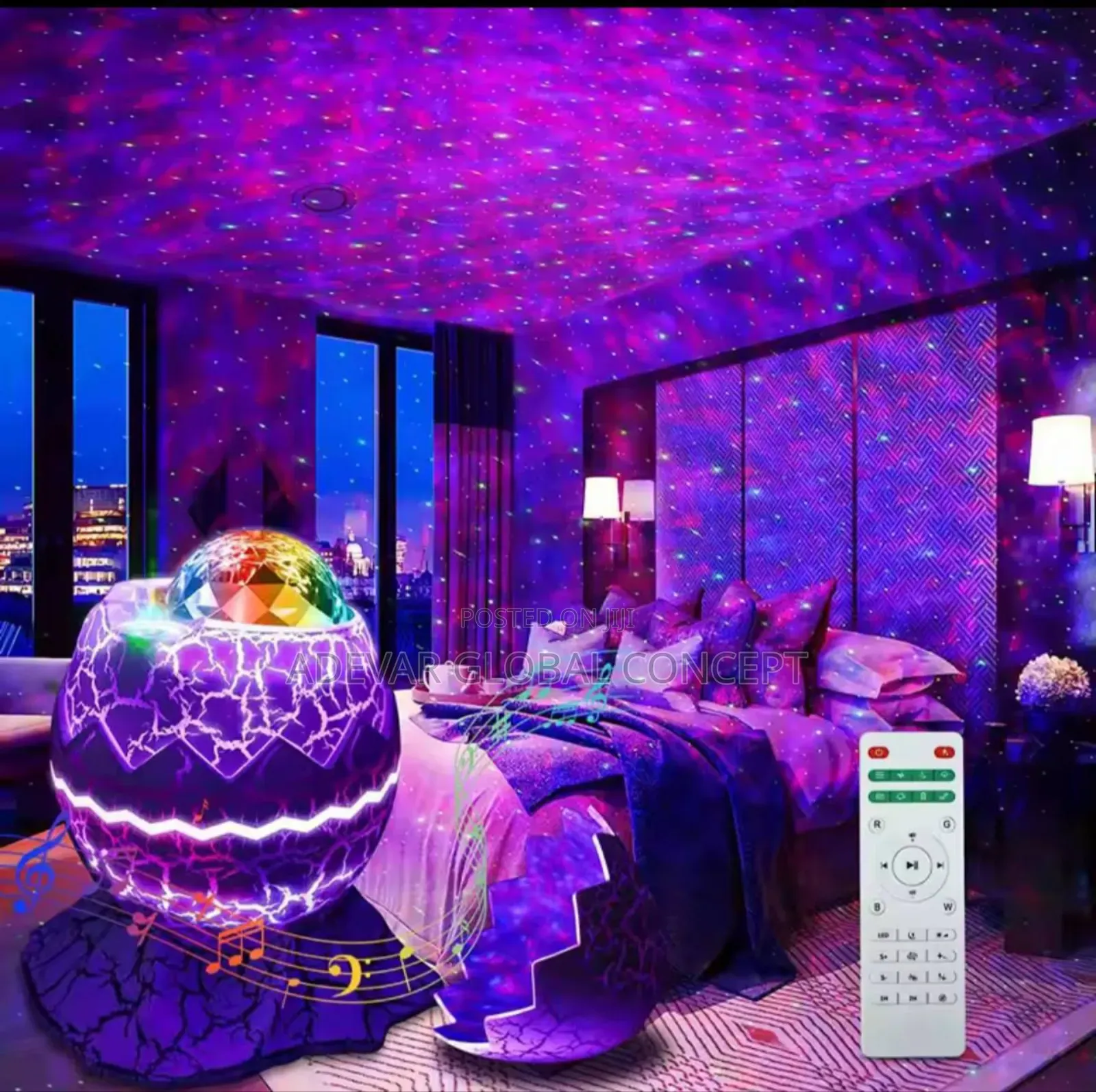 Egg Galaxy Projector Bluetooth Speaker Night Light Remote