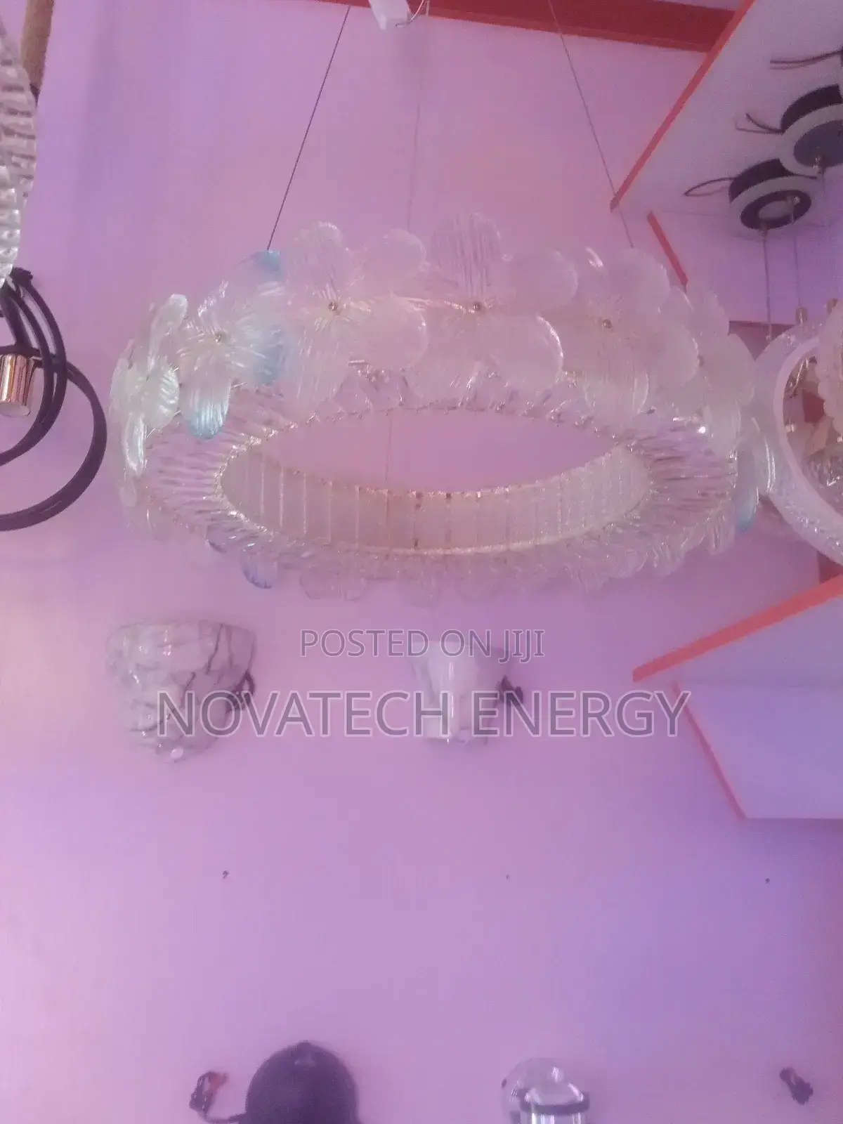 Floral Design Chandelier With White and Warm White Led Light