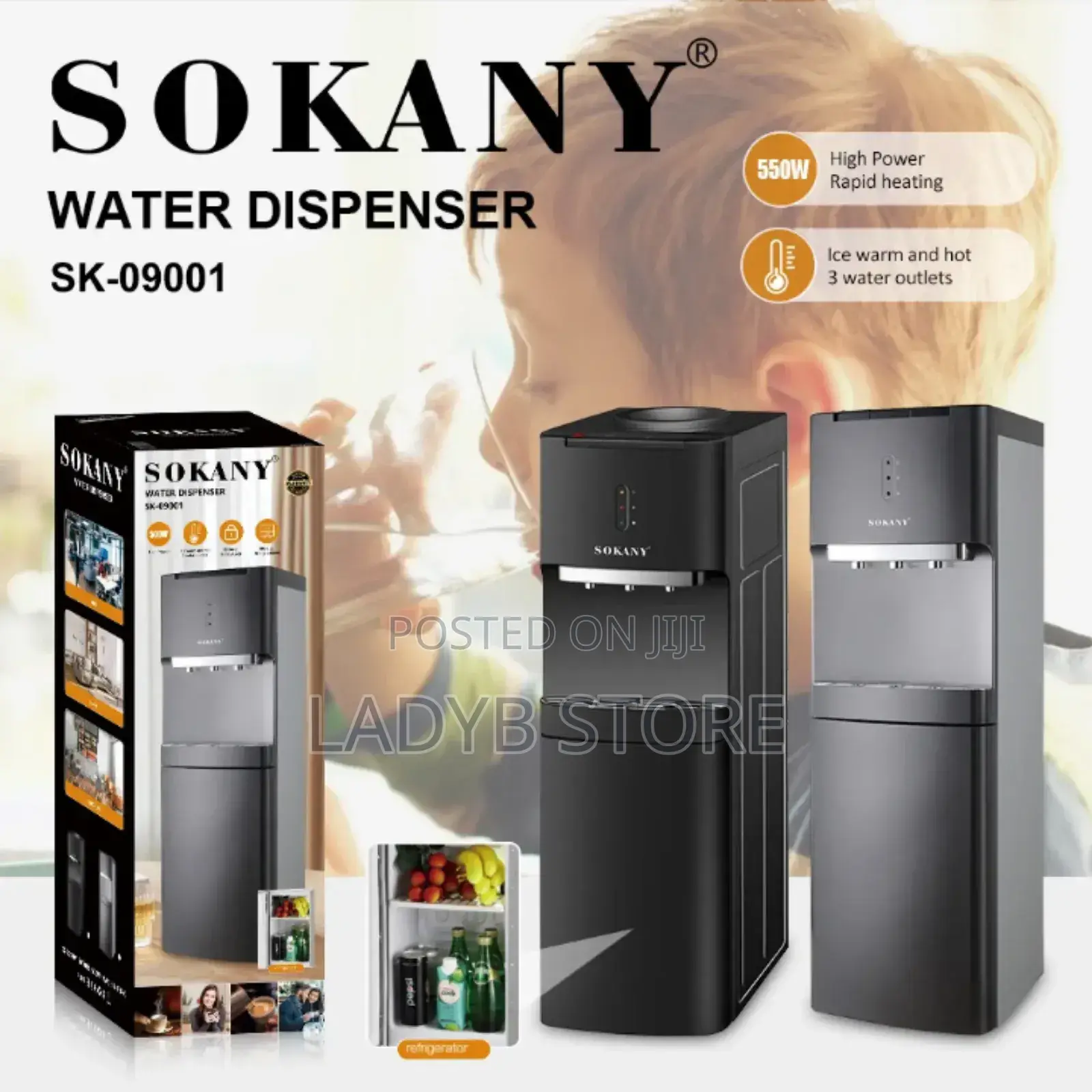3in1 Water Dispenser With Refrigerator