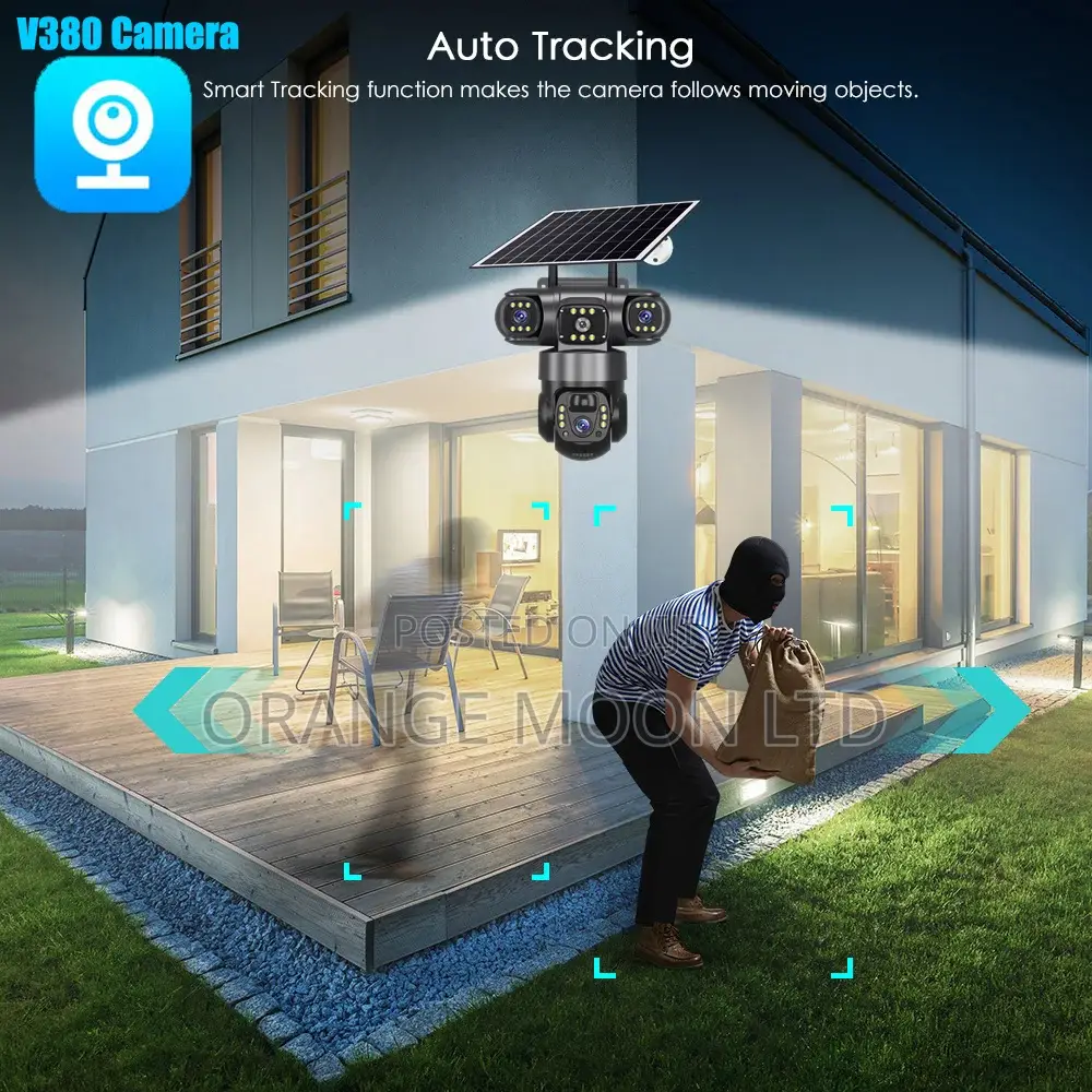 V380 Pro 12mp 10x Zoom Triple Lens 4g Solar Camera
