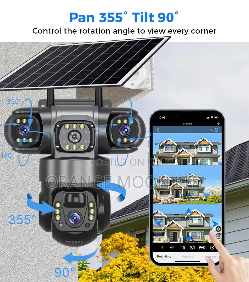V380 Pro 12mp 10x Zoom Triple Lens 4g Solar Camera