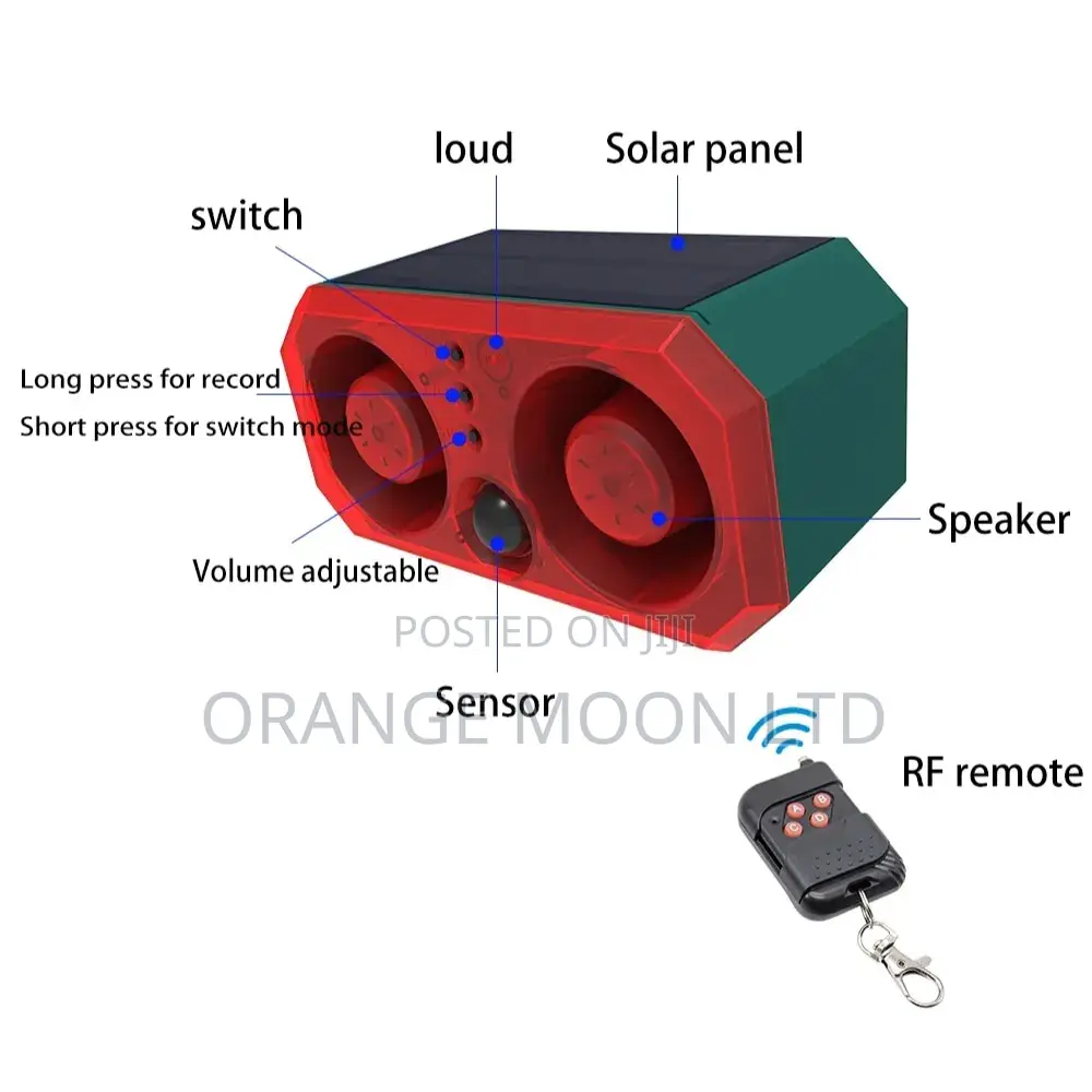 Solar Alarm- Two Speakers Motion Sensor With Remote Control