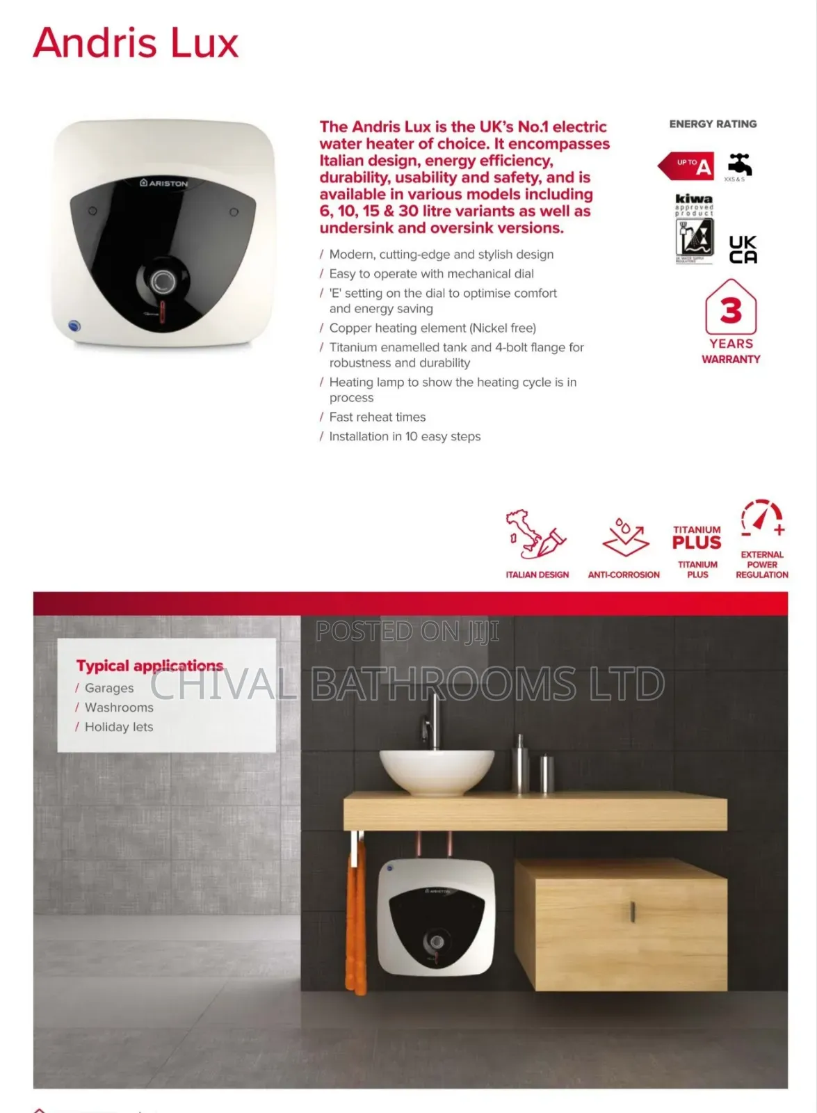 Ariston Italian 10lt Under Sink Water Heater