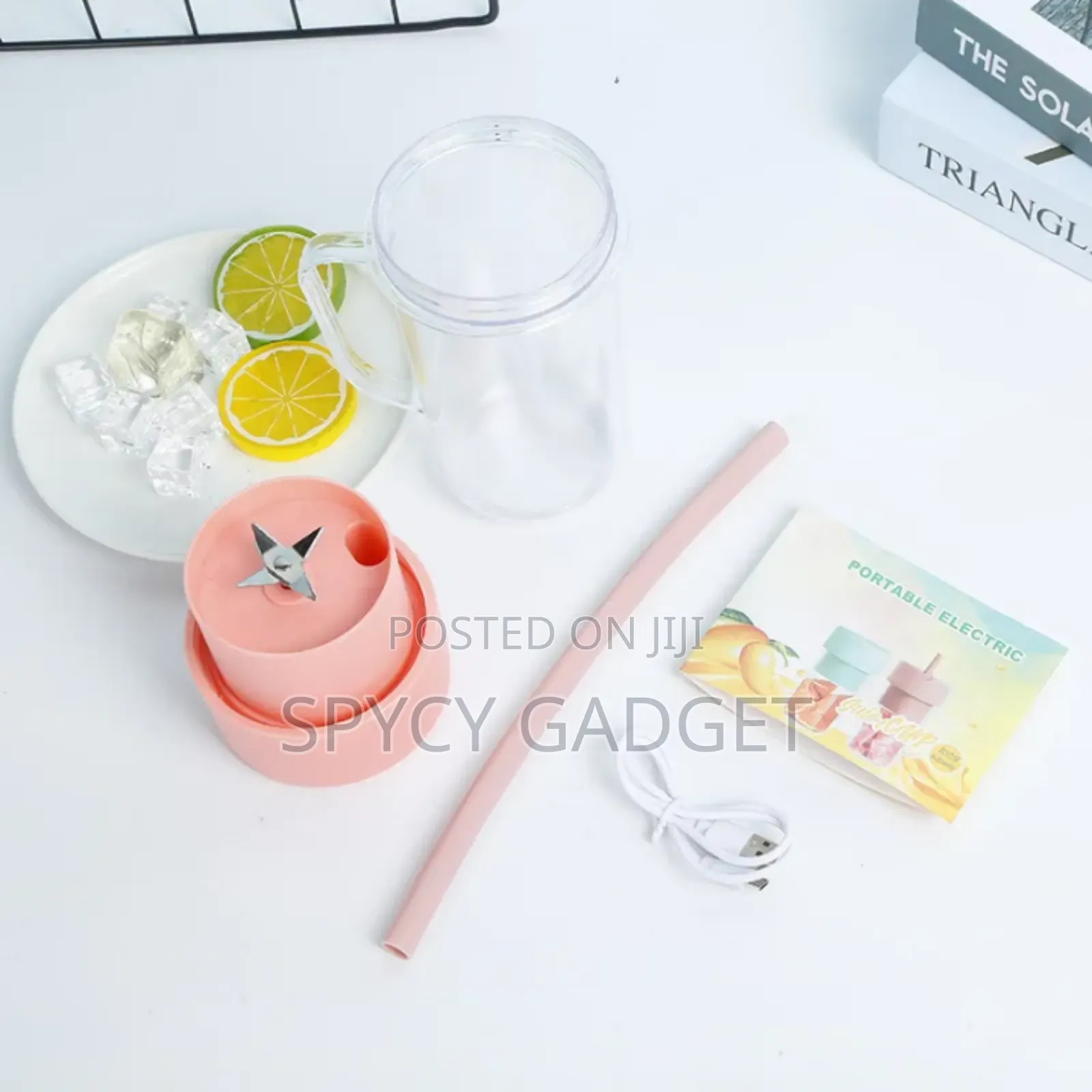 Portable Rechargeable Juicer Cup With Straw - Pink