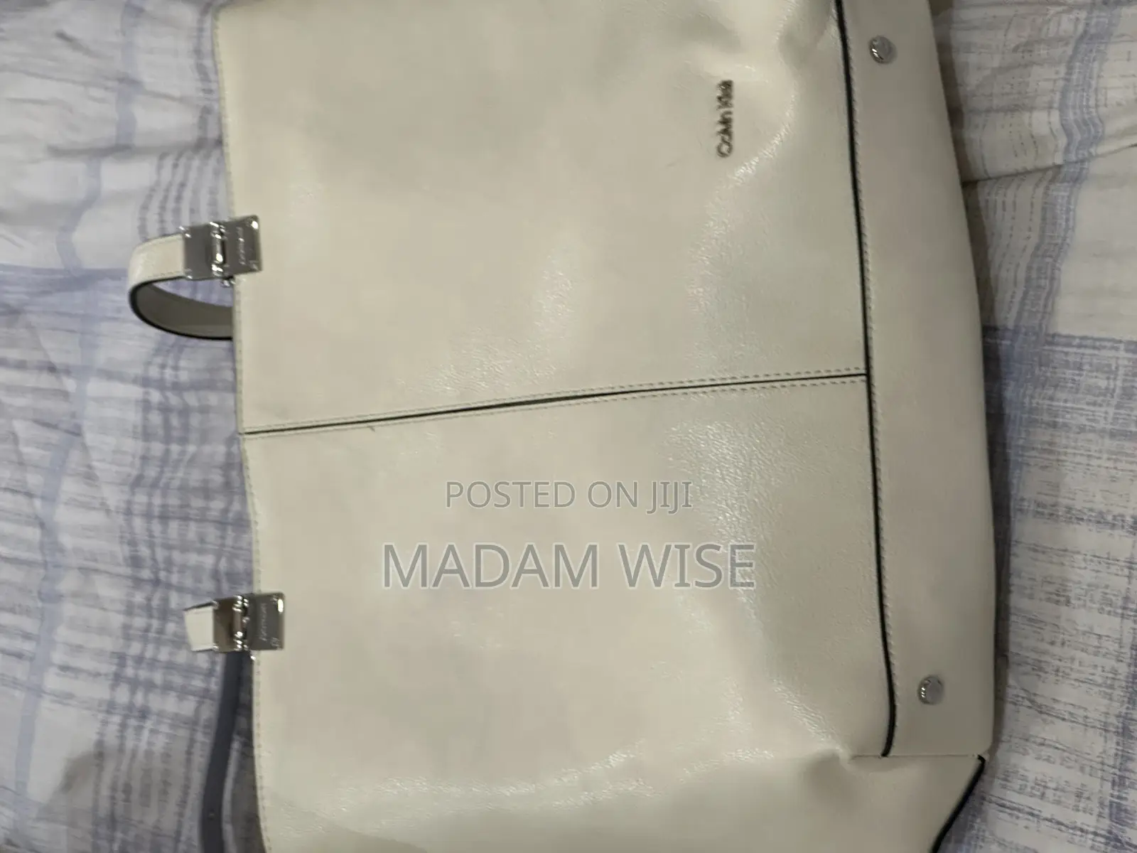 White Calvin Klein Leather Hand Bag