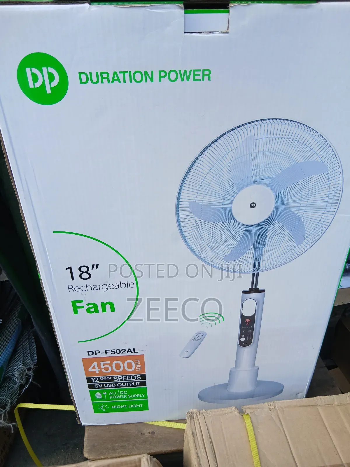 18" Rechargeable Standing Fan