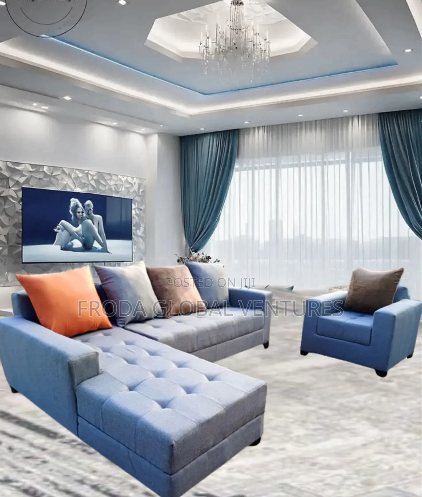 Quality Couch of L-Shape Sofa and Single Chair;Gray. Lsgfl06