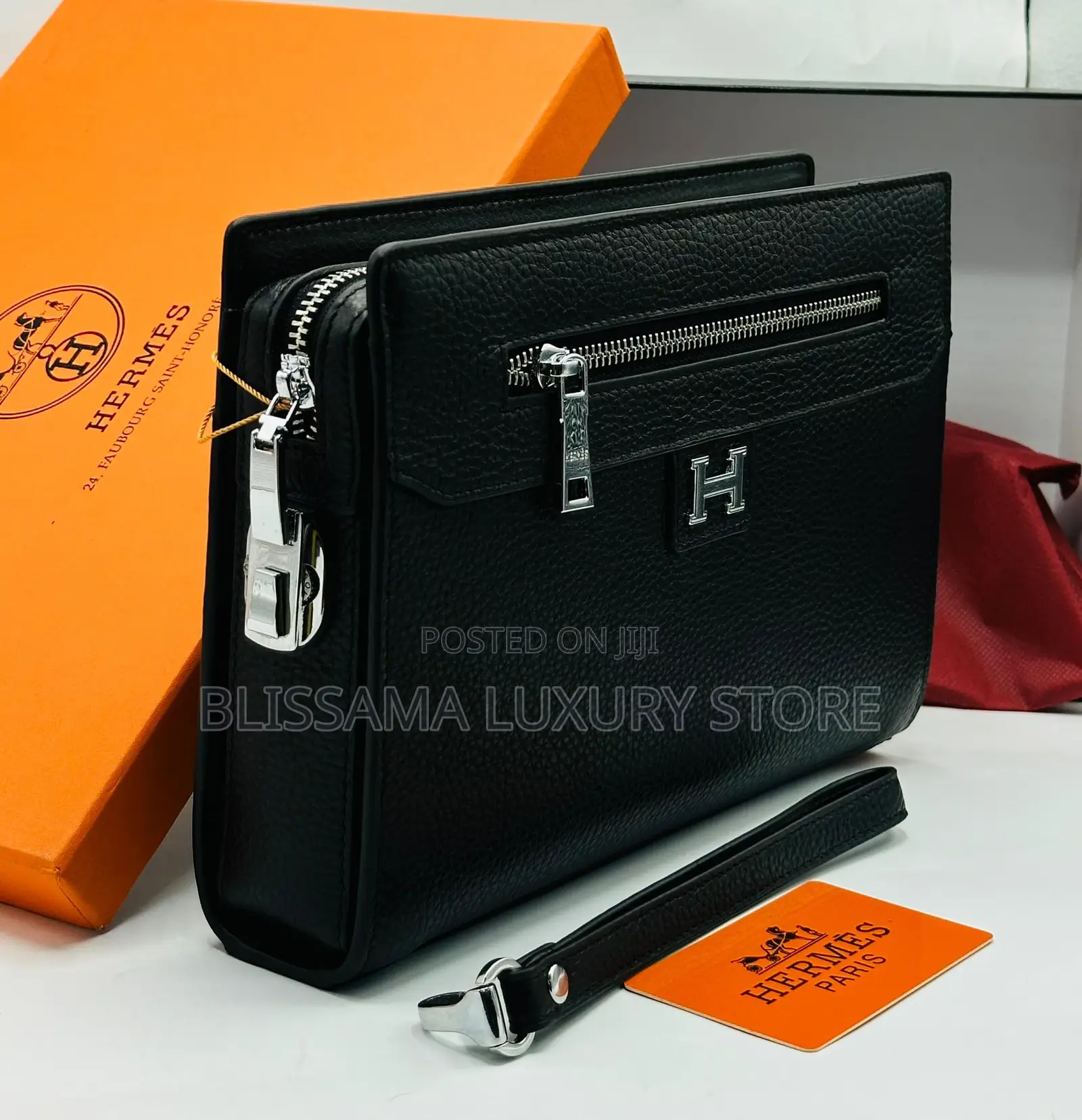 Hermes Luxury Quality Leather Men Armpit Purse