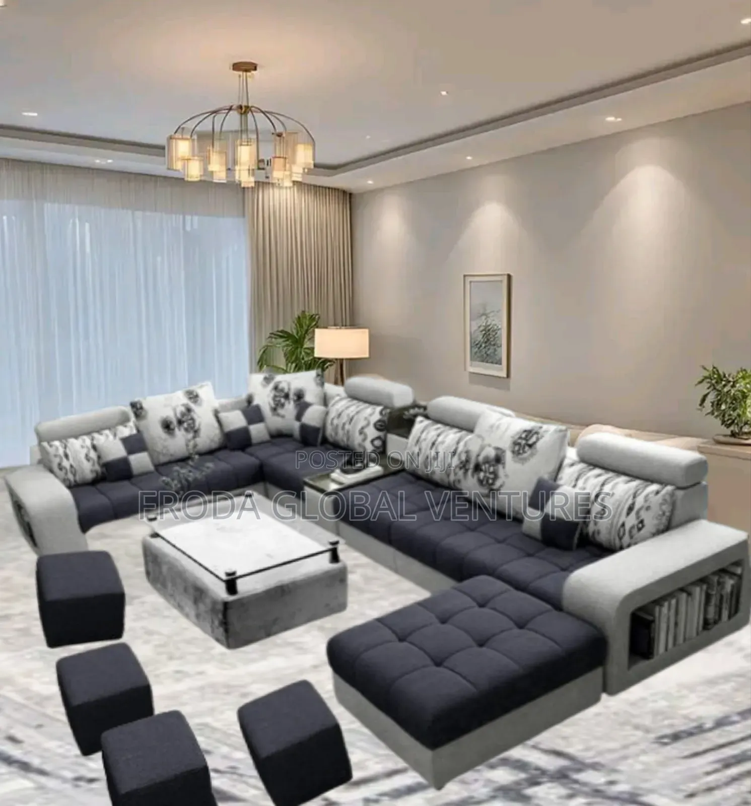 Quality Couch of U-Shape Sofa Chairs, Table, Stools. Ugfla01