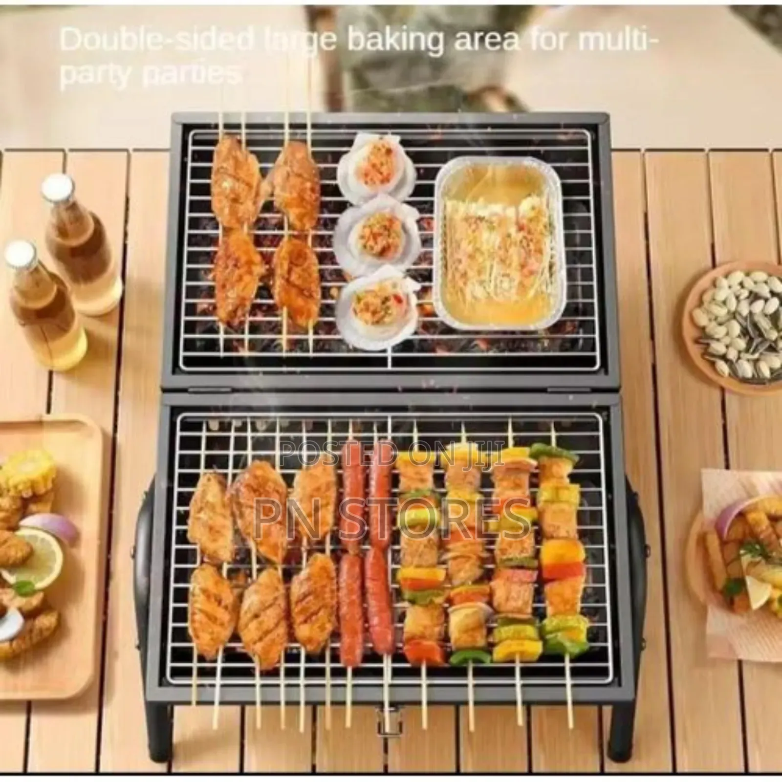 Portable Charcoal Grill, Adjustable Double Sided BBQ Grill