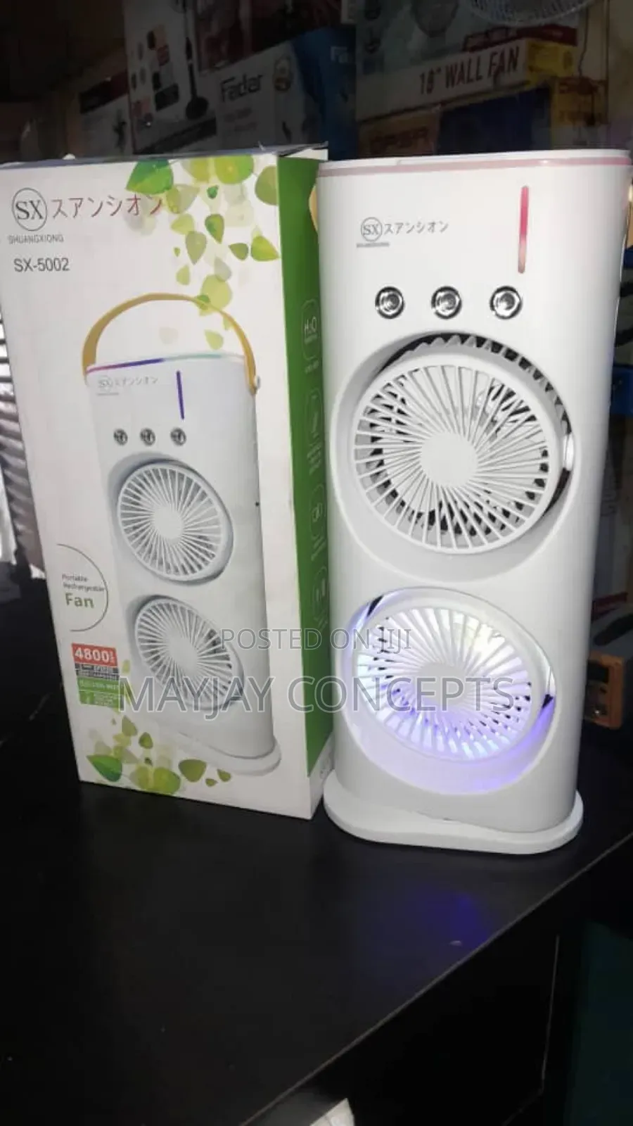 Sx Double-head Water Mist Rechargeable Fan-auto Rotation