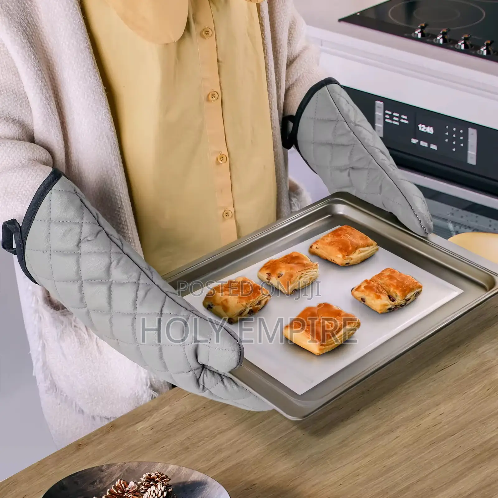 2 Pack Oven Mitts Quilted Terry Cloth Cotton Lining,Extra