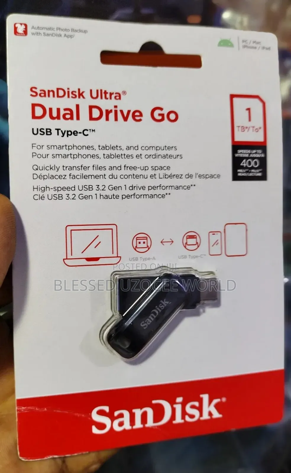 1tb Sandisk Ultra Dual Drive Go Usb Type-C + Usb Flash Drive