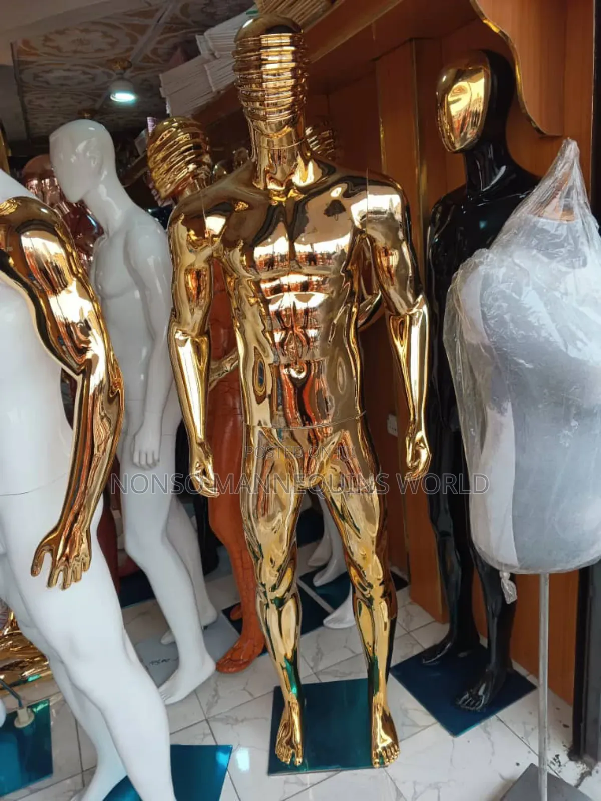 Spider Face Male Gold Chrome Male Mannequin