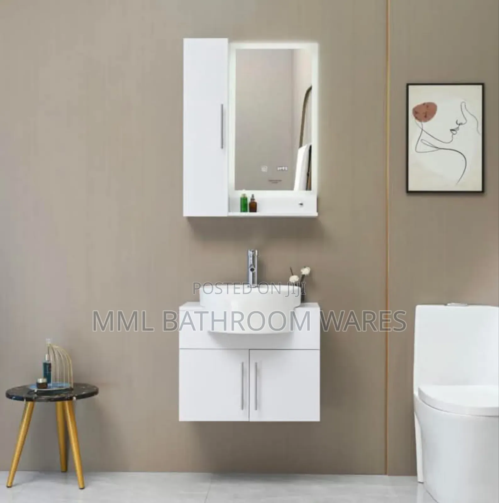 Cabinet Basin With Matching Led Cabinet Mirror.