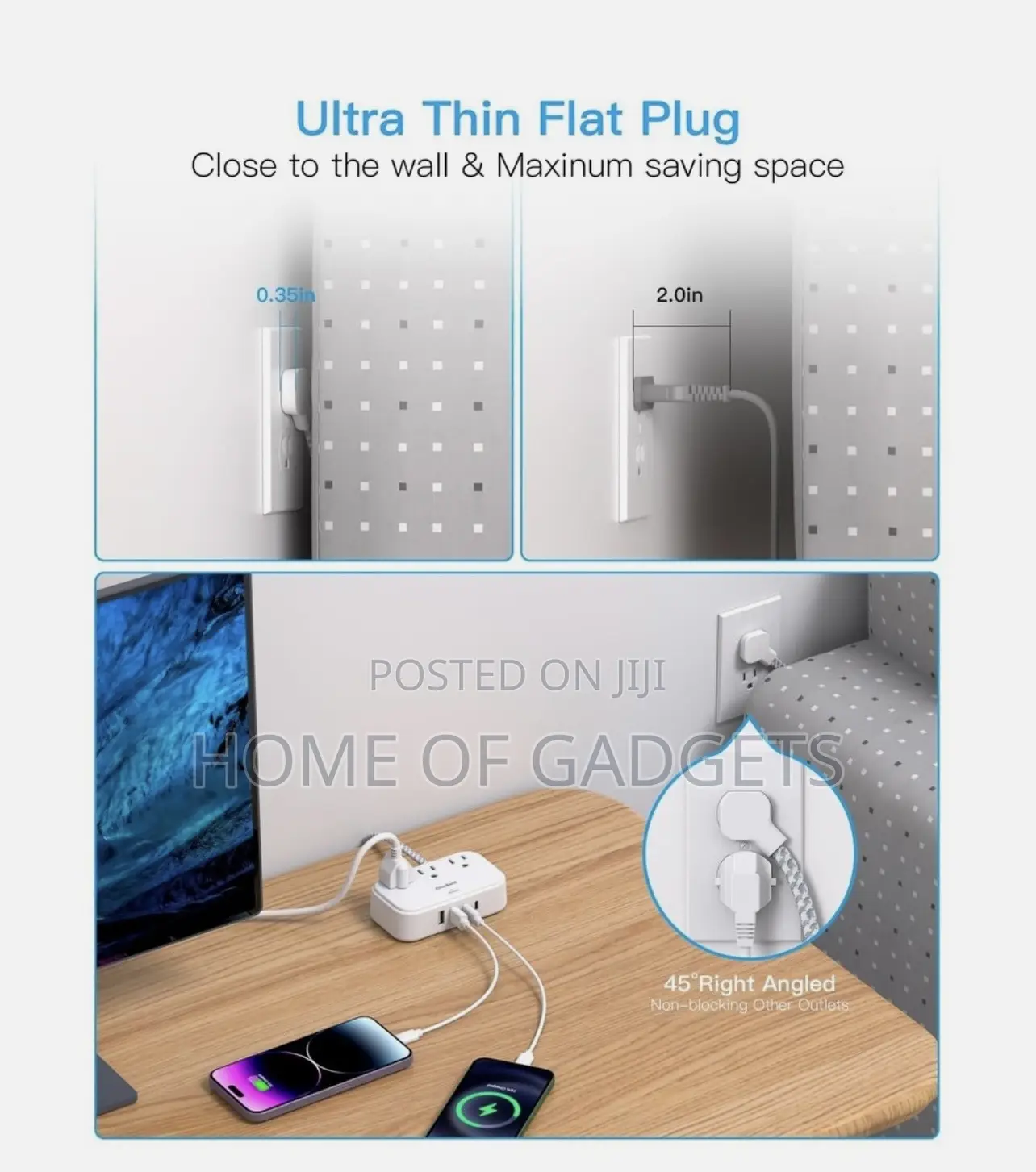 One Beat Fast Charge Extension With 2usb C Port and 2 Usb
