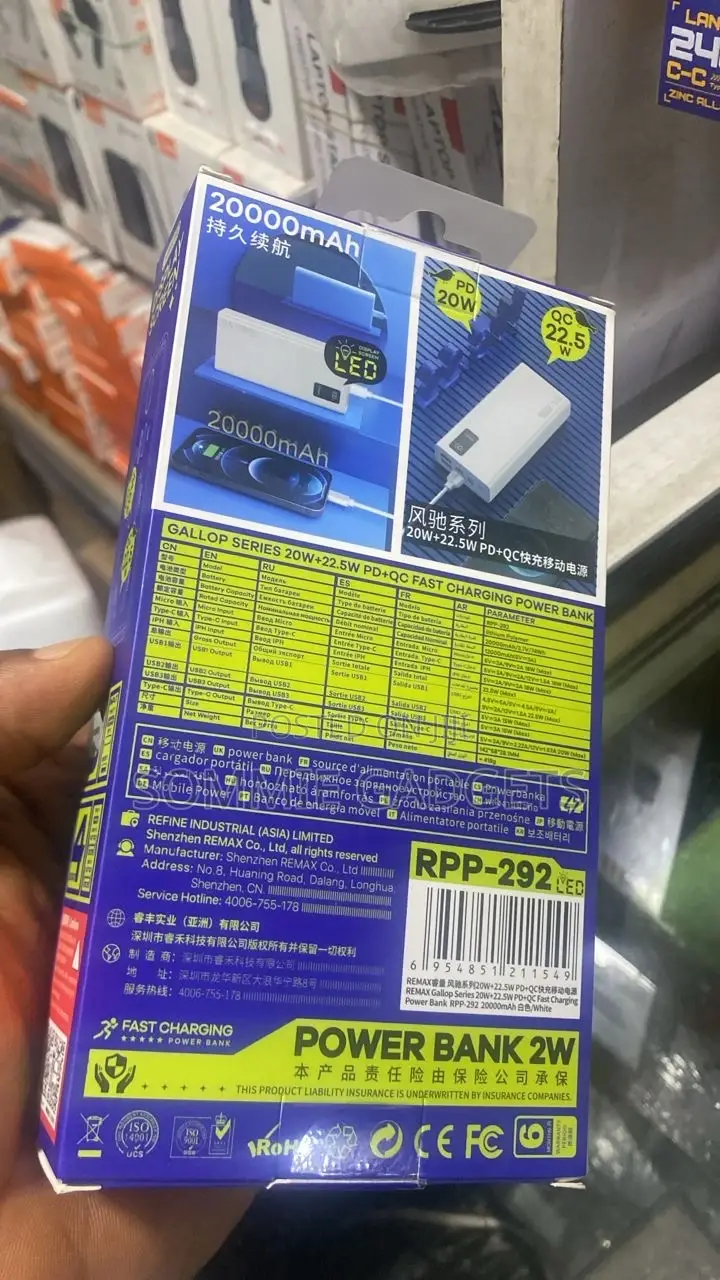 Remax Power Bank Fast Charging 20000mah 22.5w